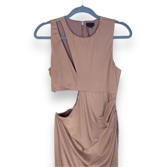 NBD REVOLVE Keara Gown in Chestnut Cut Out Maxi Column Thigh Slit NWT M - Picture 4 of 7